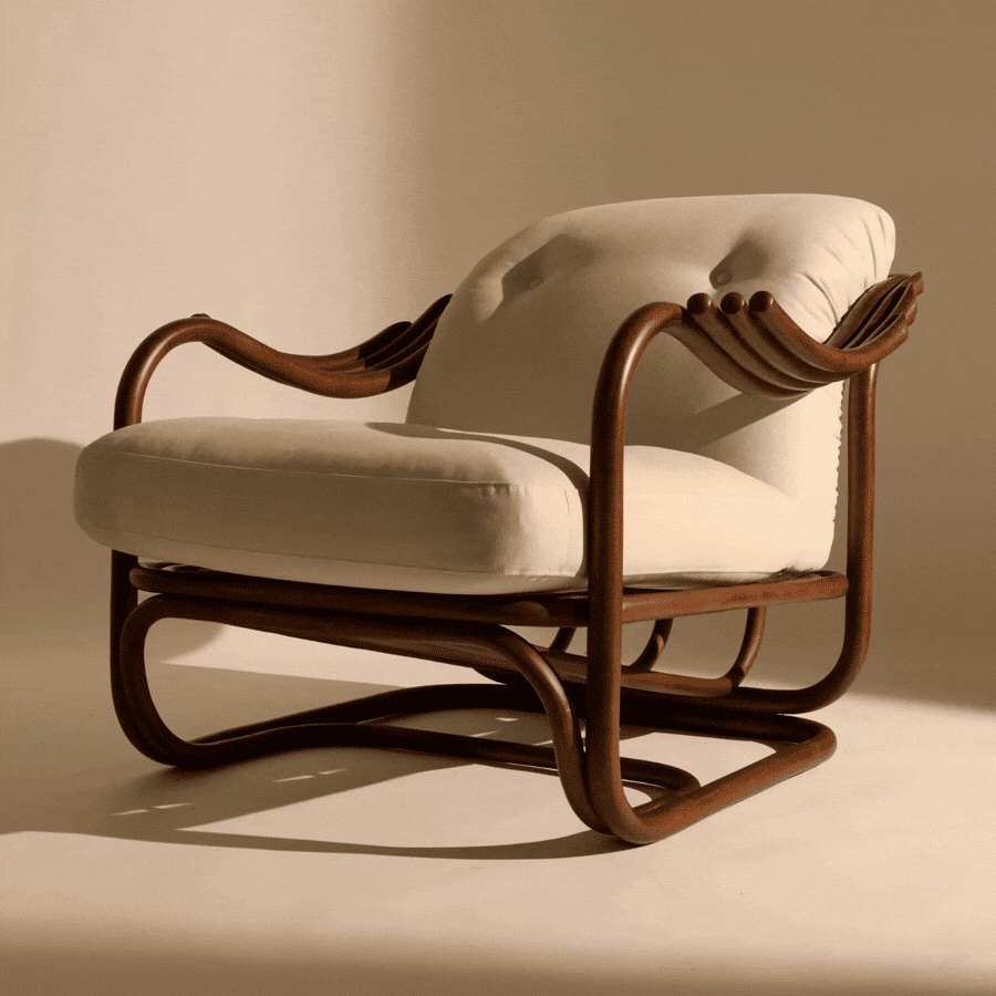 Fauteuil rembourré Tria Réédition 1973 Gubi - fauteuil rotin