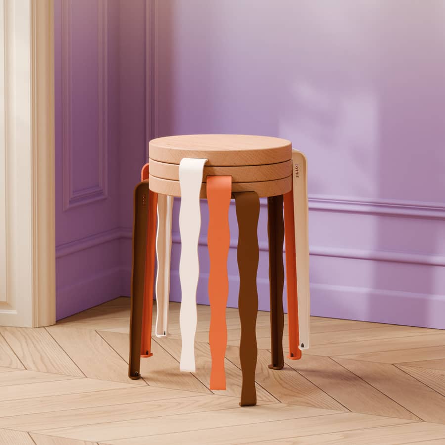 Tabouret empilable Lou Vague by Uchronia Tiptoe - Design ludique