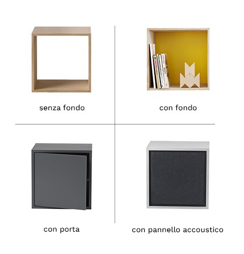 SENZA FONDO, CON FONDO, CON PORTA & CON PANNELLO ACCOUSTICO